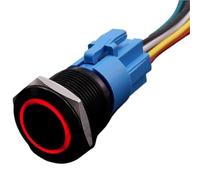 16mm 19mm 22mm Metal Push Button Switch LED 3v 5v 6v 12v 24v(Power supply blue,19MM_LATCHING_110-220V)