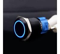 16mm 19mm 22mm Metal Push Button Switch With Fixed PC Power Supply Switches Car Engine Start Stop Backlit LED 3v 5v 6v 12v 24v - (Color: Ring Blue/Voltage: 110-220v/ Size: 22mm/ Standard: Latching)