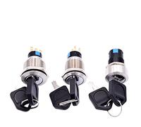 16mm 19mm 22mm Metal Rotary Key Switch 2 3 Position, Waterproof Stainless Steel Push Button Lock Latching 1NO1NC(19mm,2 position)