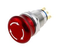 16mm 19mm 22mm Mushroom head with arrow emergency stop metal button switch self-locking/latching(NO STOP,3Pin 1NO 1NC,16mm)