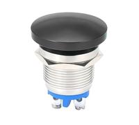 16mm 19mm 22mm Mushroom Type Colour Metal Push Button Switch Waterproof Self-reset/Momentary Screw/Welding Pin(Black,19MM_WELDING PIN)