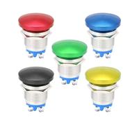 16mm 19mm 22mm Mushroom Type Colour Metal Push Button Switch Waterproof Self-reset Momentary Screw Welding Pin(Blue,16MM_SCREW PIN)