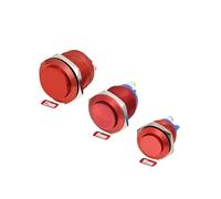 16mm 19mm 22mm Panel Hole Colour Metal Button Switch Metal Horn Doorbell Button Switch Waterproof Car Engine PC Power Starter IDGTTLDF(Red-high head,SCREW PIN_22MM)