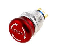 16mm 19mm 22mm Red Mushroom Head with Arrow Emergency Stop Metal Push Button Switch Self-locking/Latching(STOP,3PIN 1NO 1NC_16MM)