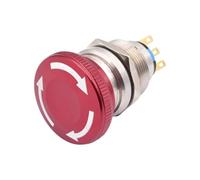 16mm 19mm 22mm Waterproof Stainless Steel Emergency Stop Switch E-stop Push Button Latching Mushroom Head Knob Rotary Switch(22mm Mushroom,3Pin(1NO1NC))