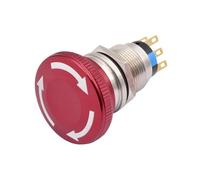 16mm 19mm 22mm Waterproof Stainless Steel Emergency Stop Switch E-stop Push Button Latching Mushroom Head Knob Rotary Switch(19mm Mushroom,6Pin(2NO2NC))