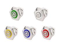 16mm/19mm Momentary Metal Push Button Switches With LED Ring Annular Power Mark 3V 12V Green Black Body Brass Chrome Plating(High-Power,19MM_RED_3-6V)
