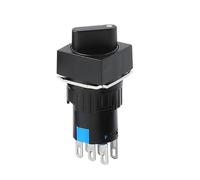 16mm 2 3 Positions Latching Self Lock 3/6 pins Push Rotary Button Switch Round Selector Switch Round/Square/Rectangular Head(RECTANGLE_1NO1NC 3PIN_3 GEAR POSITION)