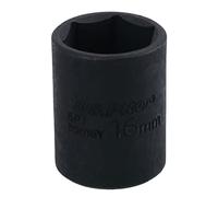 16mm 3/8in Drive Shallow Stubby Metric Impacted Socket 6 Sided Single Hex