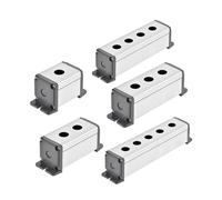 16mm Aluminium Push Button Switch Box 1/2/3/4/5 Hole Aluminum Switch Button Station Box with a PG7 Cable Gland and Mounting Base IDGTTLDF(5 Holes)