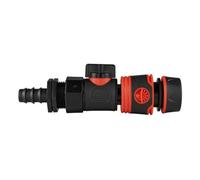 16mm Barbed Irrigation Joiner With 3/4" Bspf Quick-Connect Valve And 1/2" Soft-Touch Hose Connector - Black/orange