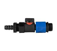 16mm Barbed Irrigation Joiner With 3/4" Bspf Quick-Connect Valve And 3/4" Bspm Hose Adapter