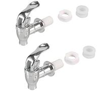 16mm Beverage Dispenser Replacement Spigot Silver Push Style faucet for Beverage Dispenser Carafe Plastic Pour Spout Set Internal Thread For Carafe Water Bottle Jug Valve Water Crock Tap 2 Pack