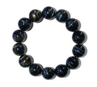 16MM Blue Tigers Eye Mens Bracelet | Fits for About 8-8.5''Large Strong Wrist | Throat Chakra Healing Gems | Birthstone for June | Bring Inner Calm & Love & Fortune