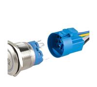 16mm Customization Metal Push Button Switch with Ring Lamp LED Fan Horn Flat Pushbutton Illuminated for Car Boat Refitting(LED Yellow)