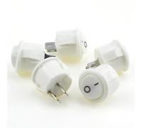 16mm Diameter Small Round Boat Rocker Switches Black Mini 2 Pin ON-OFF Switch(White 5PCS)