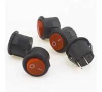 16mm Diameter Small Round Boat Rocker Switches Black Mini Round Black White Red 2 Pin ON-OFF Rocker Switch 5/10Pcs(Red 5PCS)