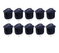 16mm Diameter Small Round Boat Rocker Switches Black Mini Round Black White Red 2 Pin ON-OFF Rocker Switch 5pcs/10pcs(Black 10PCS)