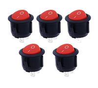 16mm Diameter Small Round Boat Rocker Switches Black Mini Round Black White Red 2 Pin ON-OFF Rocker Switch 5pcs/10pcs(Red 5PCS)