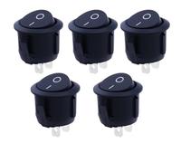 16mm Diameter Small Round Boat Rocker Switches Black Mini Round Black White Red 2 Pin ON-OFF Rocker Switch 5pcs/10pcs(Black 5PCS)
