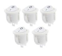 16mm Diameter Small Round Boat Rocker Switches Black Mini Round Black White Red 2 Pin ON-OFF Rocker Switch 5pcs/10pcs(White 5PCS)