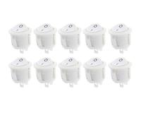 16mm Diameter Small Round Boat Rocker Switches Black Mini Round Black White Red 2 Pin ON-OFF Rocker Switch 5pcs/10pcs(White 10PCS)