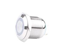 16mm Flat Round Head Locking Metal Push Button Switch LED Light Car Horn Self-Locking 1pcs(Red,380V)
