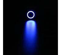 16mm Flat Round Head Momentary Metal Push Button Switch LED Light Car Horn Auto Reset Switches Self-Recovery 1pcs(Blue,24V)
