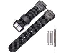 16mm g shock Replacement Strap Compatible with Casio DW5600E 6900 GA100 110 700 2100 AWG-M100 GW9400 Nylon Leather Watch Band black