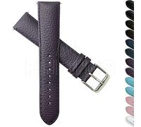 16mm Genuine Buffalo Grain Leather Watch Strap Band Mens Ladies Padded SS Buckle Violet/Violet