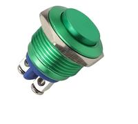 16mm IP67 Metal Push Button Switch Waterproof Self-reset Momentary Locking Latching NO High/Flat/Momentary Round Shape(Green)