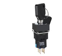 16mm Key Rotary Knob Push Button Switch 2 3 Positions Latching Self Lock Round Square Selector Start Up Power Switch 3/6 Pins(Round key button,2NO2NC 6Pins,3 Position Self lock)
