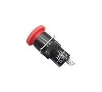 16mm LA16-11ZS Red Mushroom Head Emergency Stop Push Button Switch 3 Pin 5A/250VAC