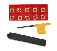 16mm Lathe Turning Tool Holder SCMCN1616H09-80 with 10 Carbide Inserts CCMT09T304 External Toolholding Set for CNC Metalworking Semi-Finishing Right Hand Steel
