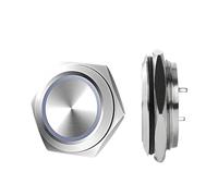 16MM Metal Button Switch 2Pin High/Flat Head Ultra-short Self-resetting Waterproof Point Protrusion(Power LED Silver,NO Led,110v-220v)