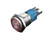 16mm Metal Button Switch LED Lamp Ring Power Symbol Self Locking Car Switch Button Round Start Stop 12v24v220v IDGTTLDF(Blue,16MM_220V)