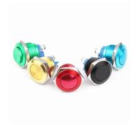 16mm Metal Oxidized Push Button Switch Flat Round 1NO Reset Press Button Screw Terminal Momentary Red Black Blue Gold Green 1pcs(Red,FLAT HEAD_SCREW TERMINAL)