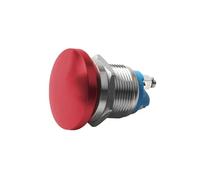 16Mm Metal Push Button Switch 1No Momentary Self-Reset Mushroom Head with Screw Terminals for Industrial Equipment Ip65 Waterproof Dustproof Stainless Steel Shell Red/Green/Blue/Yellow/Black