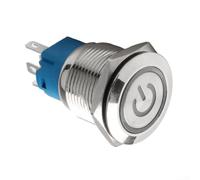 16mm Metal Push Button Switch for Power LED, Momentary Self-Reset, IP66 IK09 Weatherproof & Vandal-Proof, 110-220V, 1NO 1NC, Pin Connection (red)