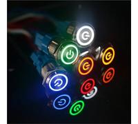 16mm Metal Push Button Switch LED Light 220V Self Lock/Momentary Reset Car Start Power 1Pcs(Green-Self lock)