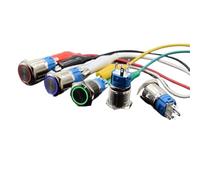 16mm Metal Push Button Switch Light 3-6V Self Lock/Momentary Reset Car Start Power Red Blue 1Pcs(Yellow-reset)