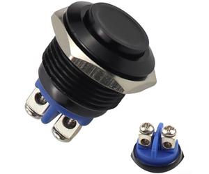 16mm Metal Push Button Switch Self Resetting Momentary Screw Terminal High Head Tactile for Arduino DIY Projects(Black)