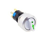 16mm Metal Rotary Selector Switch 2 3 Position On Off 12V Led Red Green Stainless Steel Push Button Switch 1NO1NC Latching SPDT(Green,3 POSITION 2NO2NC_12V)