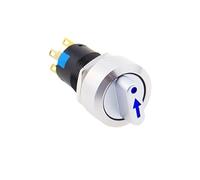 16mm Metal Rotary Selector Switch 2 3 Position On Off 12V Led Red Green Stainless Steel Push Button Switch 1NO1NC Latching SPDT(Blue,2 POSITION 1NO1NC_12V)