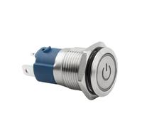 16mm Metal Stainless Steel Self Reset Pushbutton On/off Latching Momentary Push Button Power Switch 10A 12V 220V 1Pcs(High Head Ring LED,Green,110-220V)