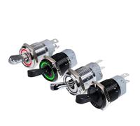 16MM Metal Toggle Switch Bicolor LED Light 2 Position Self-locking On Off Micro Switch 1NO1NC 15A 12V 24V 220V 5pin 16MM 15A 10Pcs(Red and White,BLACK SHELL_3-6V)