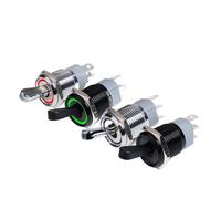 16MM metal toggle switch waterproof LED light self-locking 2-position switch button switch 1NO1NC 15A 12V 220V 3pin/5in(Red LED,16MM_SILVER_3-6V)