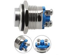 16mm Metal Waterproof Push Button Switch, Momentary Normally Open Type for Circuit Control in Electromagnetic Starter Circuits (flat head)