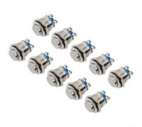 16mm Momentary Push Button Switch, Metal Waterproof Electrical Switch, IP66 Rated, 1NO Self Return, Screw Terminal, 3-220V, 10 Pack