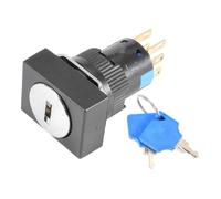 16mm Mounting 3 Position Lacthing DPDT 2NO+2NC Selector Key Lock Switch w 2 Keys LA16-22Y3